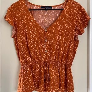 Orange Polkadot Top